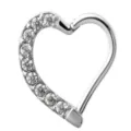 Pendiente de Corazón de Acero con Circonita Piercing Cartílago Helix Joyería - Oído Derecho (No 1) / Régulier / Blanco