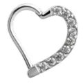 Anillo de piercing de cartílago de corazón de acero inoxidable con circonitas cúbicas claras elegante - Oído Izquierdo (No 2) / Régulier / Blanco