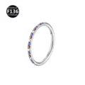 Titanium segment ring body piercing with red blue white CZ stones for nose septum ear helix - 1.2x6mm / Colorful
