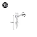 F136 Titan Labret Piercing Stecker mit Zirkonia und Kegel Anhänger 3mm 11mm Schmuck - 1.2x4mm / Weiß