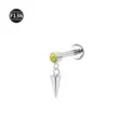 Titan Labret Piercing Stecker mit gelbem Zirkonia und hängendem Kegelanhänger Ohr - 1.2x4mm / Gelb