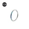 Titanium Hinged Segment Nose Ring Blue Gradient Cubic Zirconia Body Piercing Jewelry - 1.2x6mm / Sea Blue Gradient