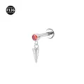 F136 Titan Labret Piercing Stecker mit rotem Zirkonia und spitzem Anhänger, Innengewinde. - Spitzkegel-Anhänger-Stil / 1.2x4mm / Rot