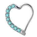 Pendiente de piercing de corazón plateado con circonitas azules, joya de acero inoxidable. - Oído Derecho (No 7)