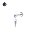 Titanium Labret Piercing Stecker mit lila Zirkonia Stein und Anhänger Stachel Schmuck - Kegelhänger-Stil / 1.2x4mm / Lila
