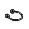 Black 316L Stainless Steel Horseshoe Ring Body Piercing C-Shape Nose Lip Septum Jewelry - 1.2*6*3mm / Black