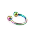 316L stainless steel horseshoe piercing ring, rainbow circular barbell body jewelry. - 1.2*6*3mm / Colorful