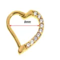 Pendiente de piercing de corazón de circón de acero inoxidable 316L estilo geométrico sku - Oído Izquierdo (No 10)