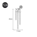F136 Titan Zirkon Cluster Ketten Labret Piercing Ohrring Stecker Schmuck Mode Neu - Drei Marquise-Ketten / 1.2x8mm / Silber