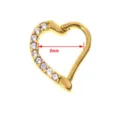 Pendiente de cartílago de corazón de acero inoxidable con circonita cúbica 8mm - Oído Derecho (No 11)