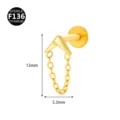 F136 Titan Piercing Ohrring V-Form Kette Labret Stift Körperschmuck 12x5.3mm Gold - Dreieckskette / 1.2x8mm / Gold