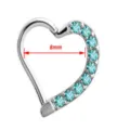 Hermoso pendiente de cartílago de corazón con pedrería 8mm de acero inoxidable piercing - Oído Izquierdo (No 12)