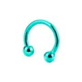 Turquoise horseshoe piercing ring circular barbell body jewelry 316L steel variant item - Green