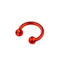 Red 316L stainless steel horseshoe ring, C-shaped circular barbell nose septum piercing jewelry. - Red