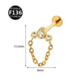 F136 Titan Zirkonia Kette Labret Stecker Piercing 13.5x8mm Körperschmuck Ohrring - Wassertropfen + Rund / 1.2x8mm / Gold