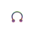 Rainbow 316L Stainless Steel Horseshoe Piercing Ring C Shaped Body Jewelry Fashion - Multicolor Frosted Ball