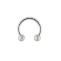 Stainless steel horseshoe ring with textured ball ends, silver body piercing jewelry SKU. - Silver Frosted Ball