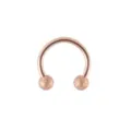 Rose gold 316L stainless steel horseshoe piercing ring with glitter ball ends for body art. - Rose Gold Frosted Ball