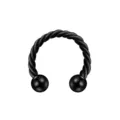 Black horseshoe piercing ring 316L stainless steel nose ring circular barbell body jewelry - Cable Black