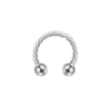 316L Stainless Steel Horseshoe Circular Barbell Piercing Ring, Twisted Style, Silver - Twisted Silver