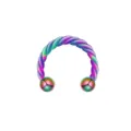 Rainbow Twisted Horseshoe Ring 316L Stainless Steel Circular Barbell Piercing Jewelry - Twisted Multicolor