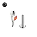 Piercing labret in titanio F136 a forma di tulipano con pietra zircone arancione brillante. - 1,0*6 mm Filetto M0,9 / Rosso Argento