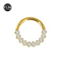 Gold titanium piercing jewelry with crystal crown detail, ideal for cartilage and septum. - Style 1 Gold