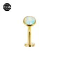 F136 Titanio Opalo Labret Piercing Joya Color Oro Arete Cartilago Oido Labio - 1,6x8 mm (rosca M1,2) / Ópalo Dorado