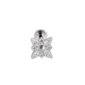 Titanium marquise flower cartialge stud and lip piercing with sparkling cubic zirconia. - Four-Petal Flower Silver (Push-in)