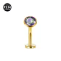 F136 Titanio Labret Pincho Oro Arcoiris Circonita Cuerpo Piercing Joya Talla 1.6mm - Dorado Multicolor