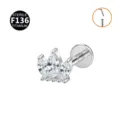 Titanium crown marquise gemstone labret stud piercing body jewelry 16g 18g cartilage earring - Gold Crown (Push-in)