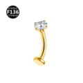 Joya de Piercing Corporal Curvo de Titanio F136 con Piedra Clara Anillo de Ombligo - Circonita en garra blanco dorado