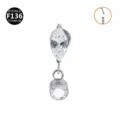 F136 titanium body piercing jewelry with marquise and round cz stones, push-pin style. - Marquise + Round Silver (Push-in)