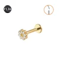 Titanium daisy flower labret stud body piercing jewelry for cartilage and lip 1pc - Gold Small Daisy (Push-in)