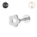 Titanium flower labret stud piercing, ASTM F136 implant grade body jewelry for cartilage. - Hollow Flower Silver (Push-in)