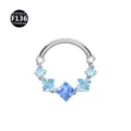 Δαχτύλιος piercing τιτανίου με τετράγωνα ζιργκόν διαβαθμισμένα για κοσμήματα μύτης. - 1.2x8mm / Διαβάθμιση Μπλε Θάλασσας