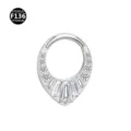 Titanium CZ Crystal Septum Clicker Piercing Ring Cartilage Tragus Earring Silver Tone - 1.2x8mm / Silver Style 10