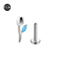 Piercing labret tulipano in titanio con zircone blu per gioielli corporei eleganti. - 1,0*6 mm Filetto M0,9 / Blu Oceano Argento