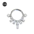 Premium F136 Titanium CZ Septum Ring Clicker Daith Cartilage Earring Body Piercing Jewelry - 1.2x8mm / Style 11 Silver