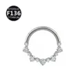 Titanium crystal piercing ring, sparkling cubic zirconia cartilage hoop body jewelry. - Style 18 Silver