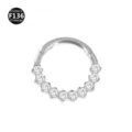F136 Titanium Segment Ring Clear Cubic Zirconia Hinge Piercing Jewelry Body Art - Style 1 Silver