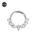 Titanium Body Piercing Ring Marquise CZ Crown Segment Clicker Septum Piercing Jewelry - Style 2 Silver