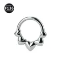 Titanium heart cluster segment ring cartilage piercing earring for stylish daily wear. - Silver Style 12