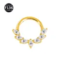 Gold Titanium Marquise CZ Clicker Ring Segment Septum Daith Ear Piercing Body Jewelry - Style 2 Gold
