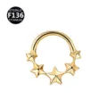 Gold F136 Titanium Star Segment Ring Tragus Piercing Body Jewelry Cartilage Earring - Gold Style 20
