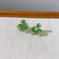 Detail close-up shot of gradient green crystal flower bow earrings, sparkling stone detail. - 06# Gradient Green Crystal Flower Bowknot Square Gem