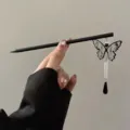 New Chinese style black hair stick featuring a butterfly tassel and calligraphy design for women. - Butterfly Tassel Style (7#) / Black