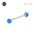 F136 Titanium Straight Barbell Piercing with Vibrant Blue Opal Balls Detail View - 1.2x14x4 mm / OP05 (Blue Opal)