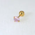Nahaufnahme eines goldenen Edelstahl-Ohrsteckers mit funkelndem rosa Zirkonia-Stein. - 2mm Bohrer / Gold (Rosa Zirkonia)