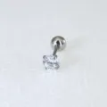Minimalistischer Ohrstecker aus Edelstahl mit Zirkonia und 3-Krappen-Fassung Piercing - 1.5mm Strass / Silber